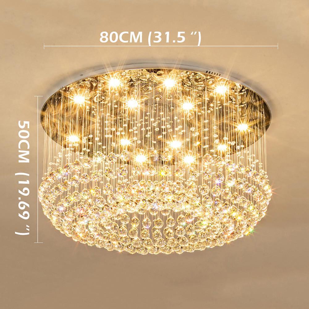Glass-cicles Crystal LED Drum Flush Mount Chandelier