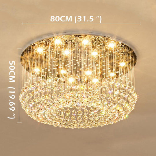 Glass-cicles Crystal LED Drum Flush Mount Chandelier