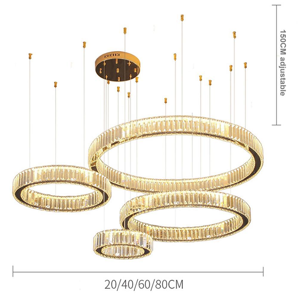 4-Ring Gold Modern Crystal LED Chandelier