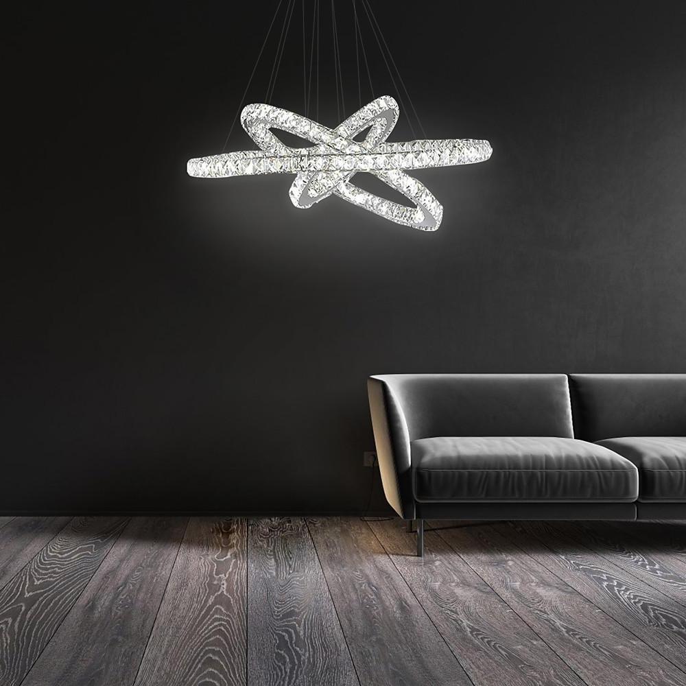Interwoven Geometrical Circle Crystal LED Chandelier