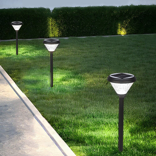 Elegant Black Solar LED Pathway Lights with Water Ripple Design – 27.6"