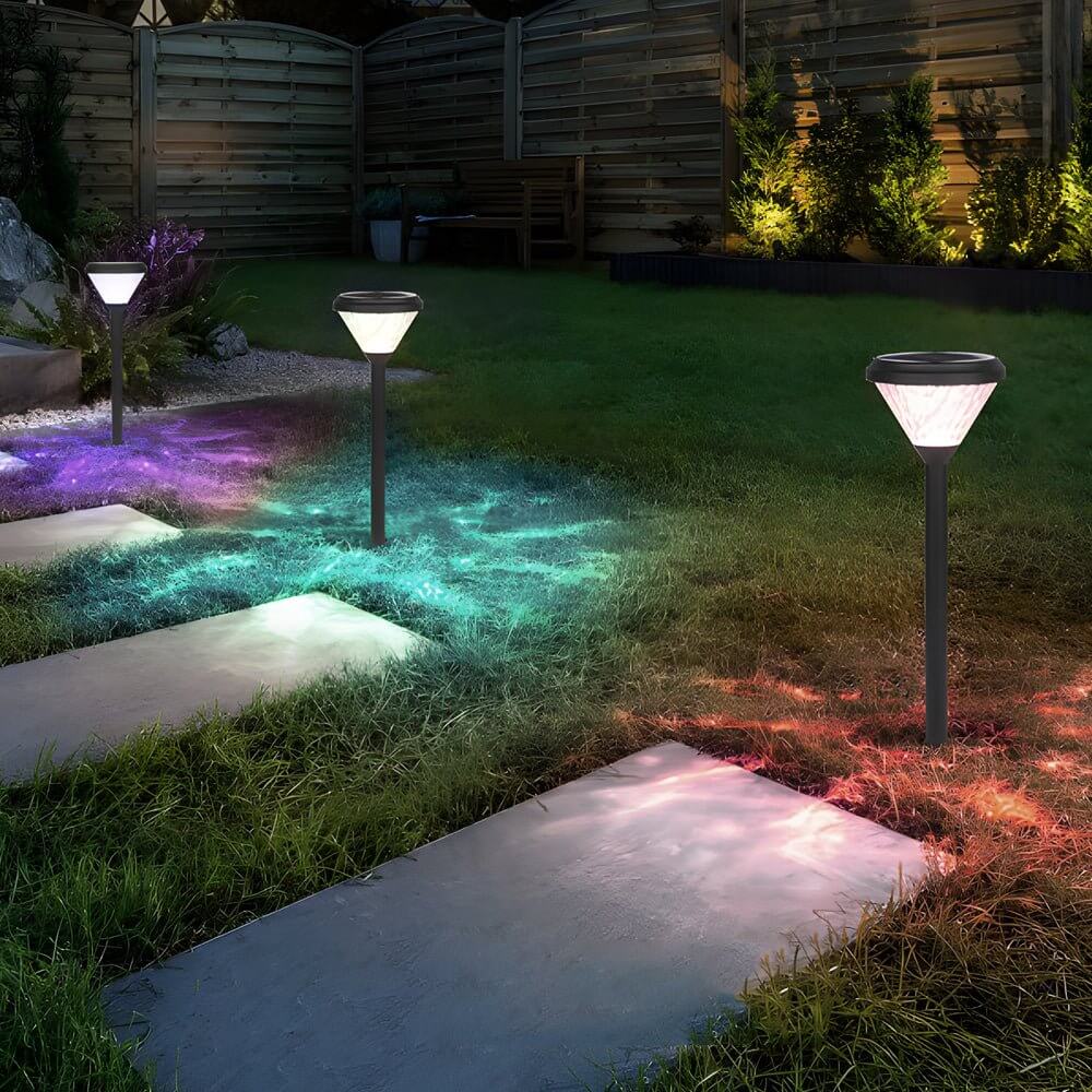 Elegant Black Solar LED Pathway Lights with Water Ripple Design – 27.6"