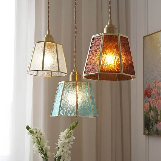 Brass and Glass Polygonal 4W LED Pendant Light