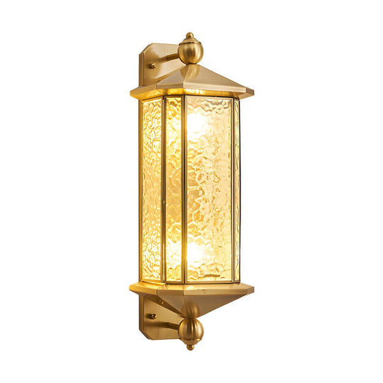 Elegant Brass Glass Lantern Copper Outdoor Wall Light