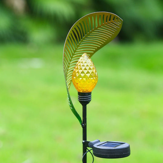 Elegant Curled Leaf Solar Powered Waterproof LED Lawn Light