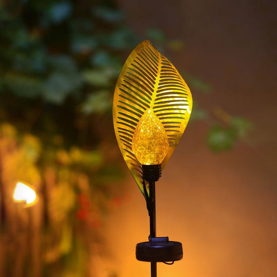 Elegant Curled Leaf Solar Powered Waterproof LED Lawn Light