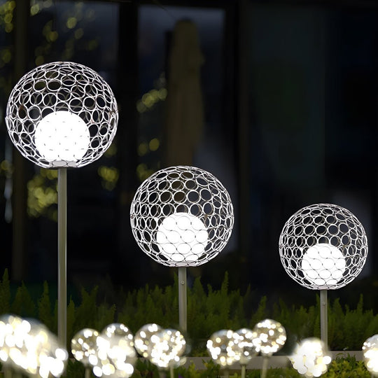 Elegant Dandelion Sphere Outdoor Pole Light