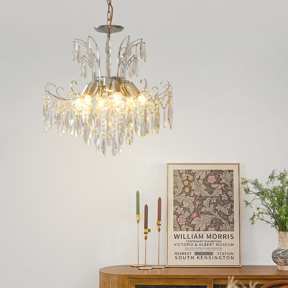 Elegant Glass Crystal 3-Step Dimming French Style Chandelier
