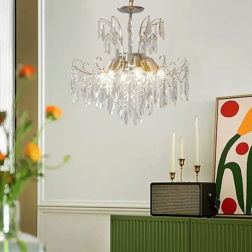 Elegant Glass Crystal 3-Step Dimming French Style Chandelier