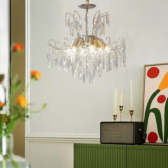 Elegant Glass Crystal 3-Step Dimming French Style Chandelier