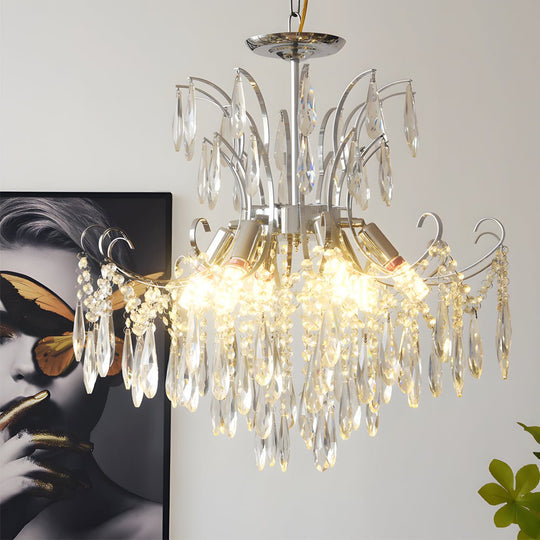 Elegant Glass Crystal 3-Step Dimming French Style Chandelier