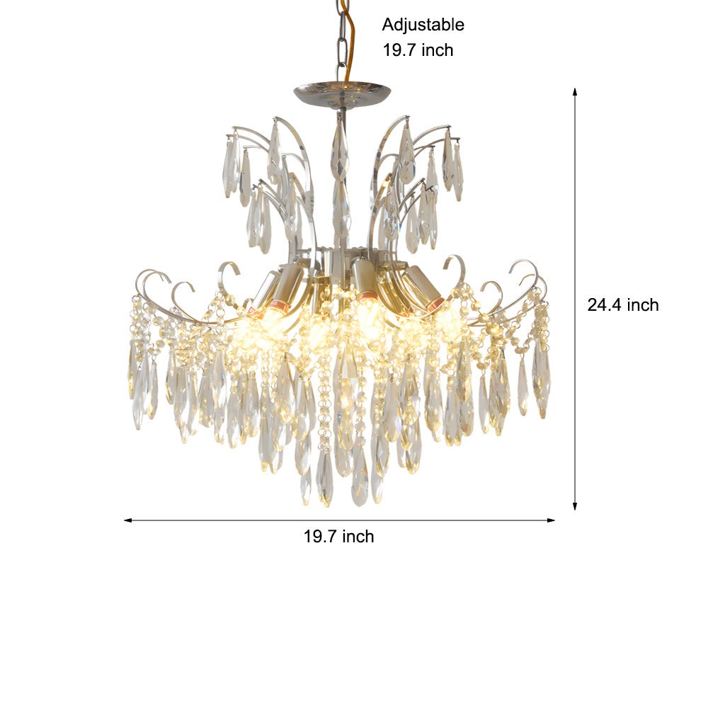 Elegant Glass Crystal 3-Step Dimming French Style Chandelier