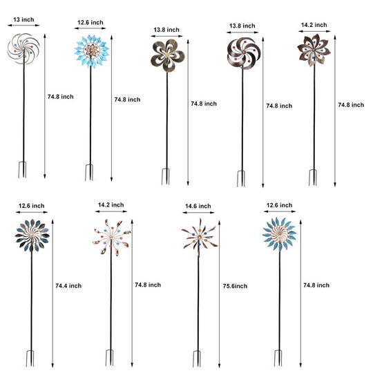 Vintage Iron Solar Wind Spinner Garden Stake Lights (2 Pcs)