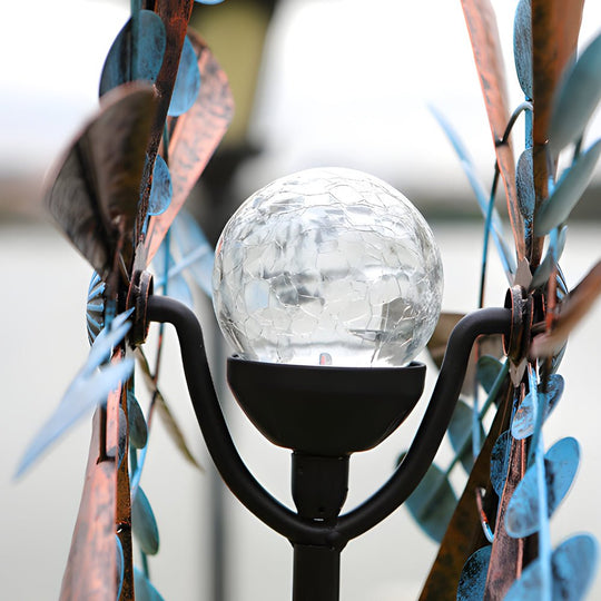 Vintage Iron Solar Wind Spinner Garden Stake Lights (2 Pcs)