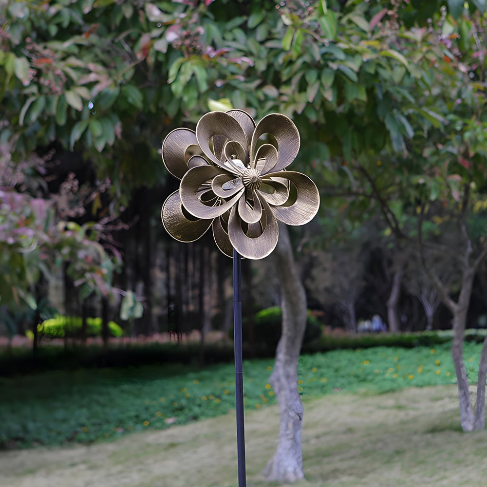 Vintage Iron Solar Wind Spinner Garden Stake Lights (2 Pcs)