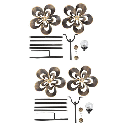 Vintage Iron Solar Wind Spinner Garden Stake Lights (2 Pcs)