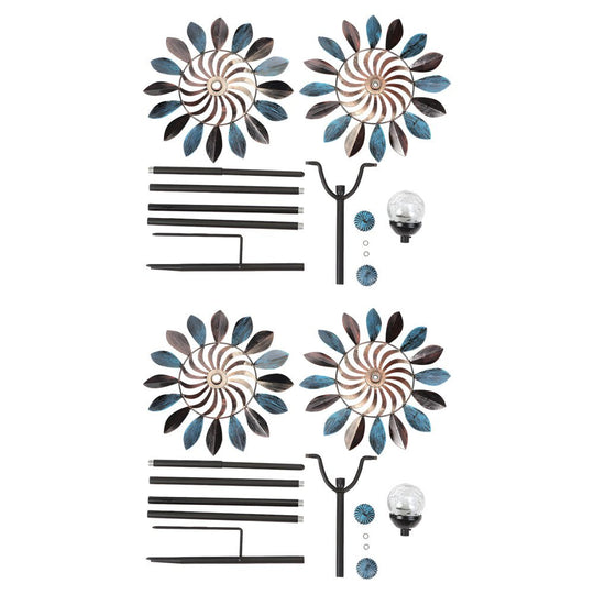 Vintage Iron Solar Wind Spinner Garden Stake Lights (2 Pcs)