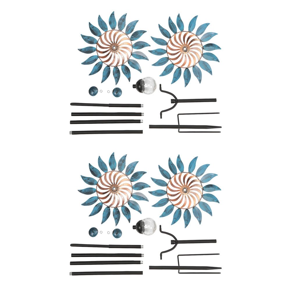 Vintage Iron Solar Wind Spinner Garden Stake Lights (2 Pcs)