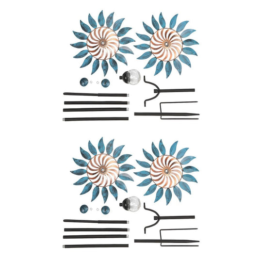 Vintage Iron Solar Wind Spinner Garden Stake Lights (2 Pcs)