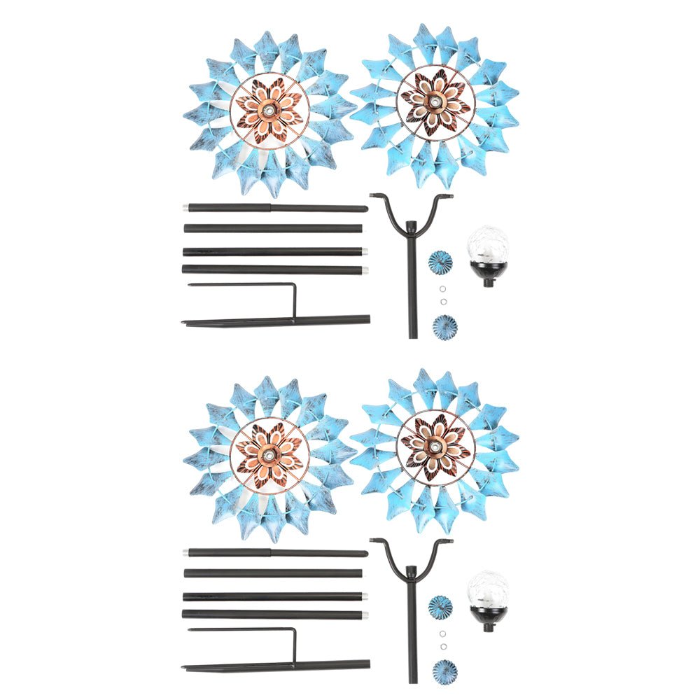 Vintage Iron Solar Wind Spinner Garden Stake Lights (2 Pcs)