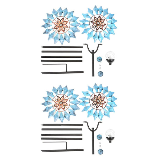 Vintage Iron Solar Wind Spinner Garden Stake Lights (2 Pcs)