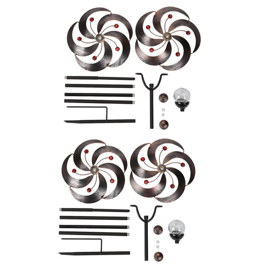 Vintage Iron Solar Wind Spinner Garden Stake Lights (2 Pcs)