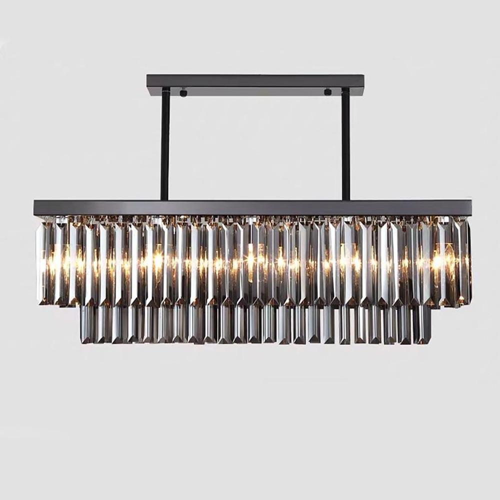 Rectangular Double-Layer Crystal LED Chandelier