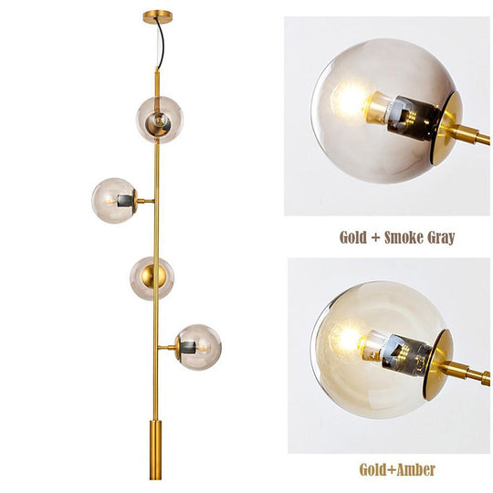 Nordic Linear Glass Globe Chandelier with 4/6 Lights