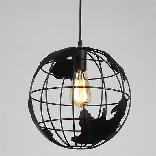 8'' Globe-Shaped World Map Retro Pendant Light