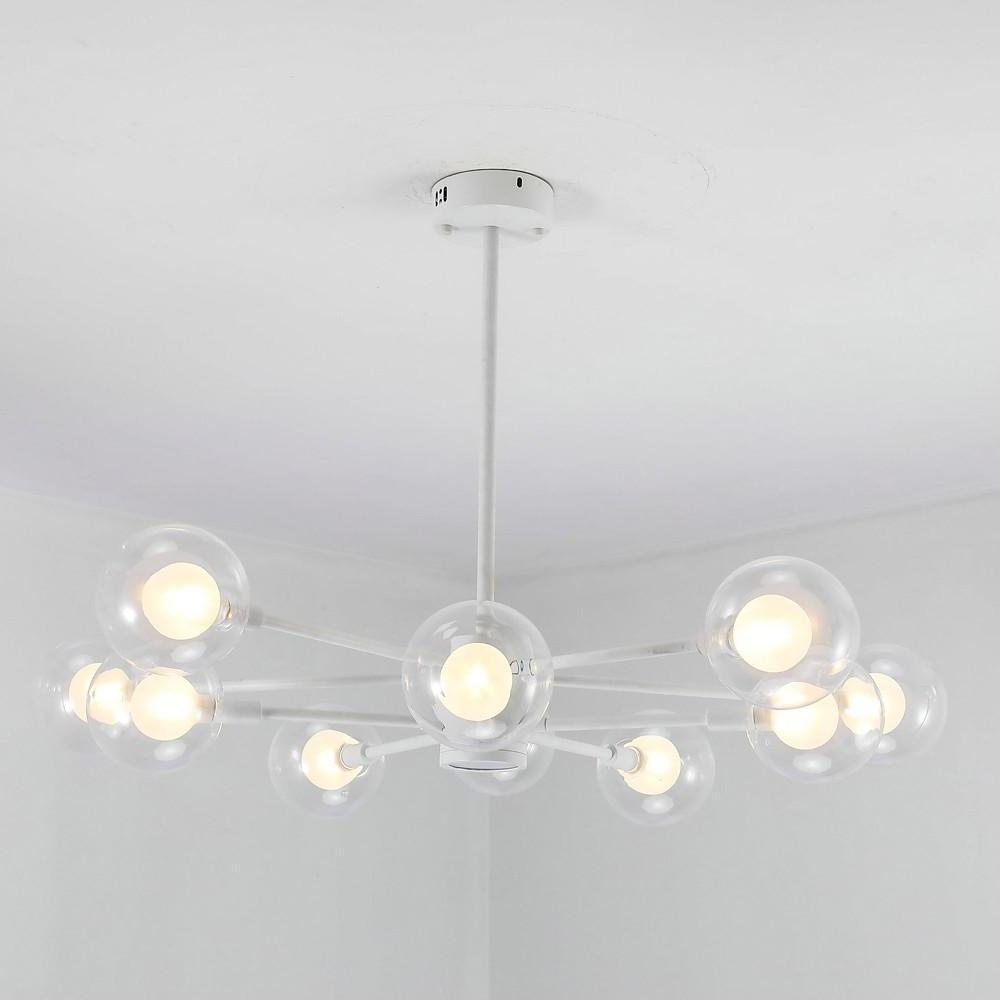 10-Light Glass LED White Contemporary Chandelier Pendant Light