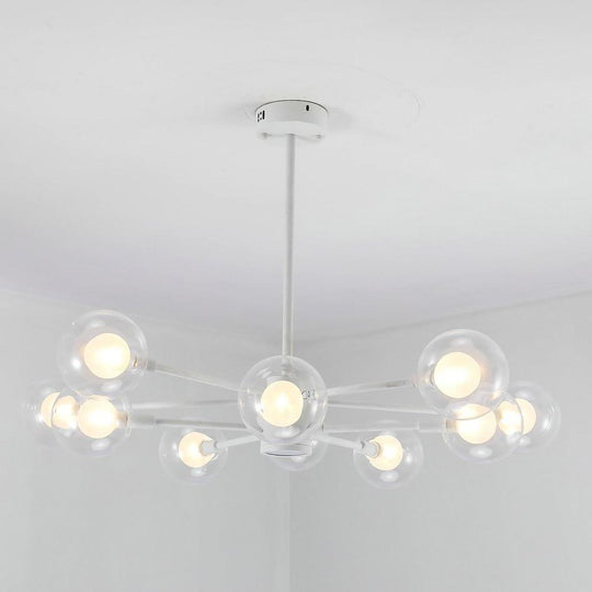 10-Light Glass LED White Contemporary Chandelier Pendant Light