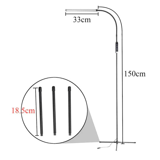 EU/US Plug Adjustable Height Floor Lamps For LED Light Clamp Remote Control Dimmable Reading Desktop Lamp Tripod Study Room