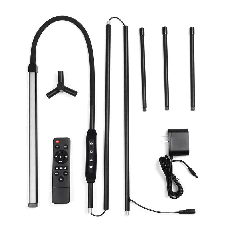 EU/US Plug Adjustable Height Floor Lamps For LED Light Clamp Remote Control Dimmable Reading Desktop Lamp Tripod Study Room