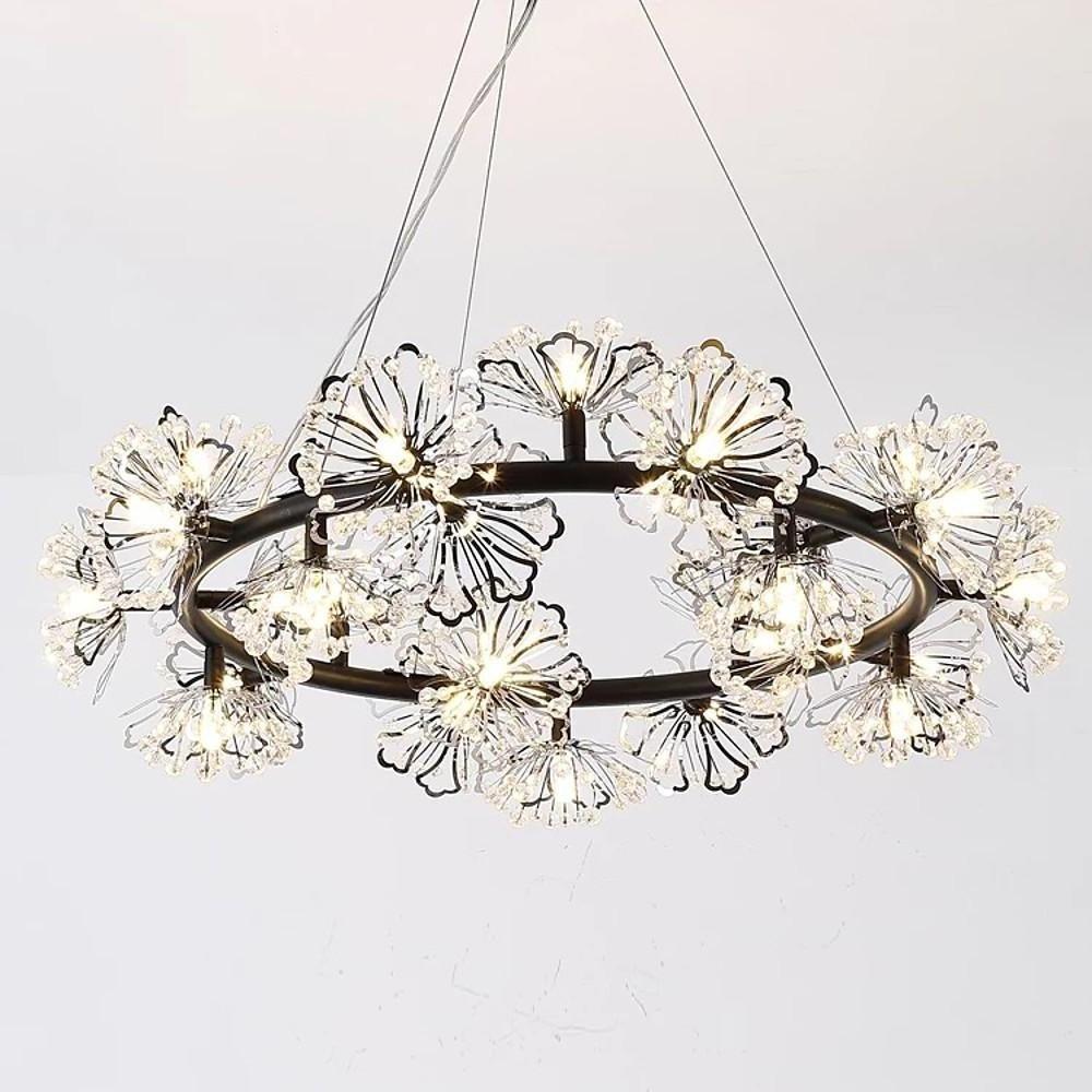 Circle Flower Design Electroplated Metal Crystal Classic Chandelier