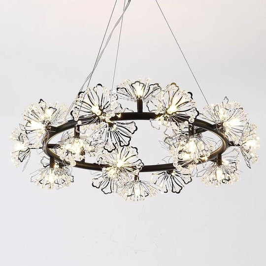 Circle Flower Design Electroplated Metal Crystal Classic Chandelier