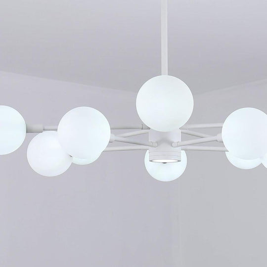 10-Light Glass LED White Contemporary Chandelier Pendant Light