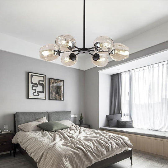 Glass Globe LED Electroplated Nordic Sputnik Chandelier Hanging Ceiling Light