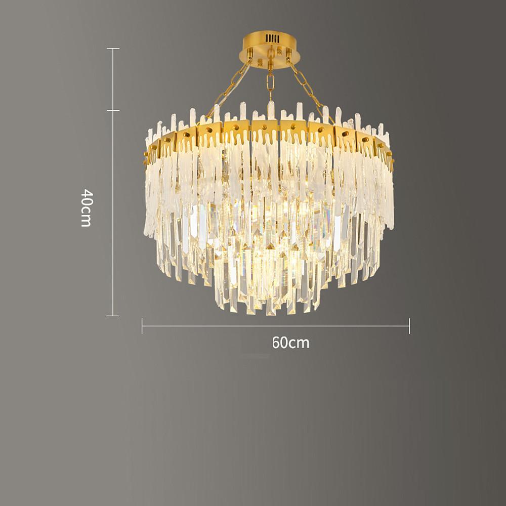 Nordic Style Round Gold Crystal LED Chandelier – 16" Adjustable Cord