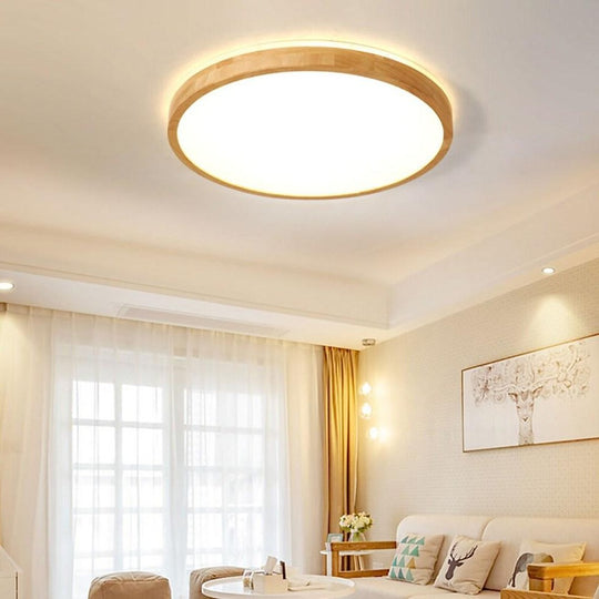 Circular Kitchen Wood Acrylic LED Flush Mount Ceiling Light