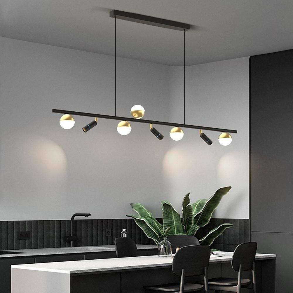 6/8-Light Black Island Horizontal Suspension Linear LED Pendant Light