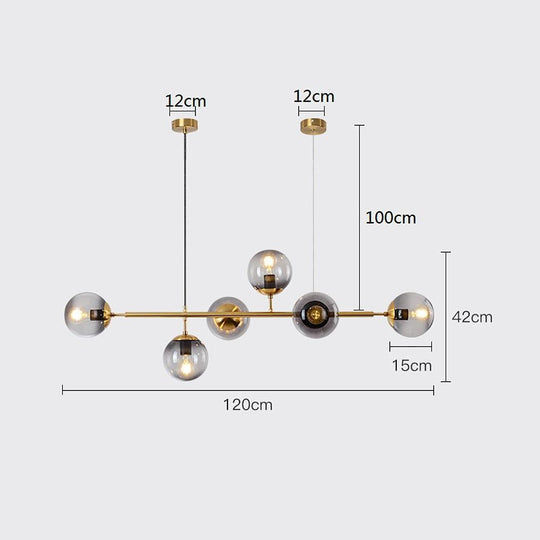 6-Glass Globe LED Electroplated Modern Chandelier