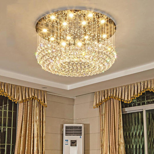Glass-cicles Crystal LED Drum Flush Mount Chandelier