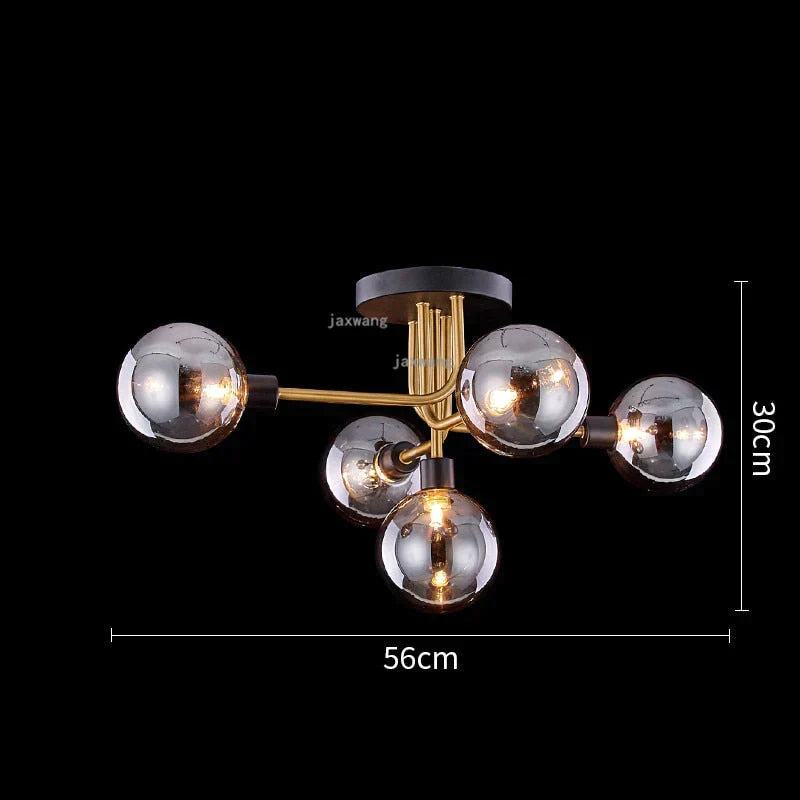 Fritz - 5 Head Nordic Smokey Grey LED Glass Ceiling Lamps indoor Light