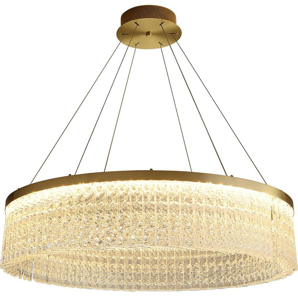 Luxury Circular Crystal Glass LED Pendant Chandelier – Adjustable Height