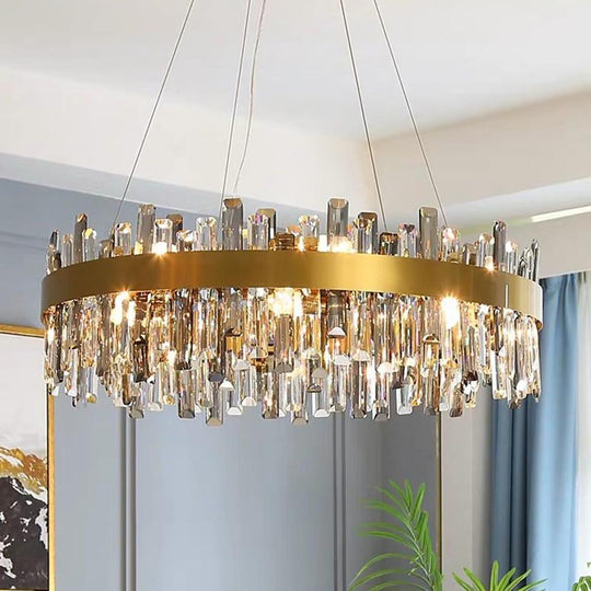 8-Light Modern Crystal Brass Chandelier