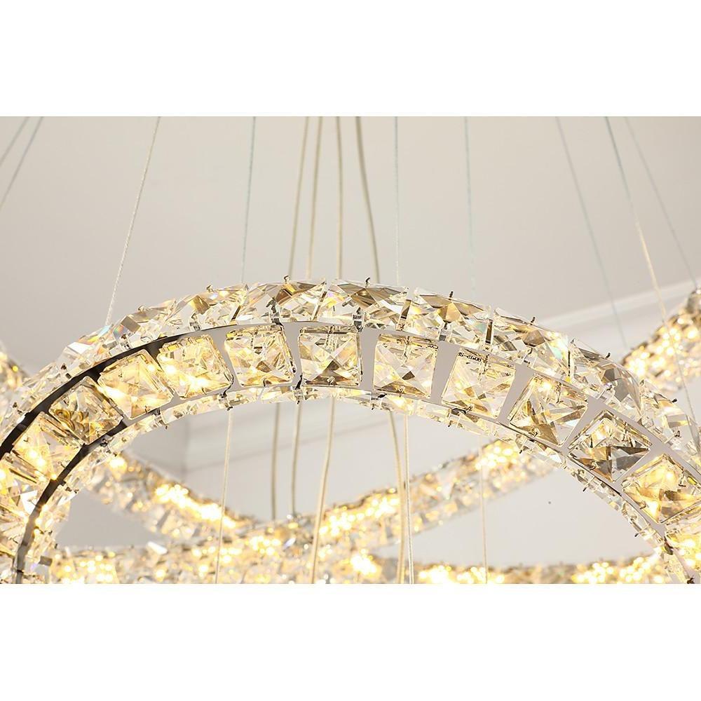 3/4-Light Tiered Crystal Ring LED Chandelier – Modern Luxury Pendant Light