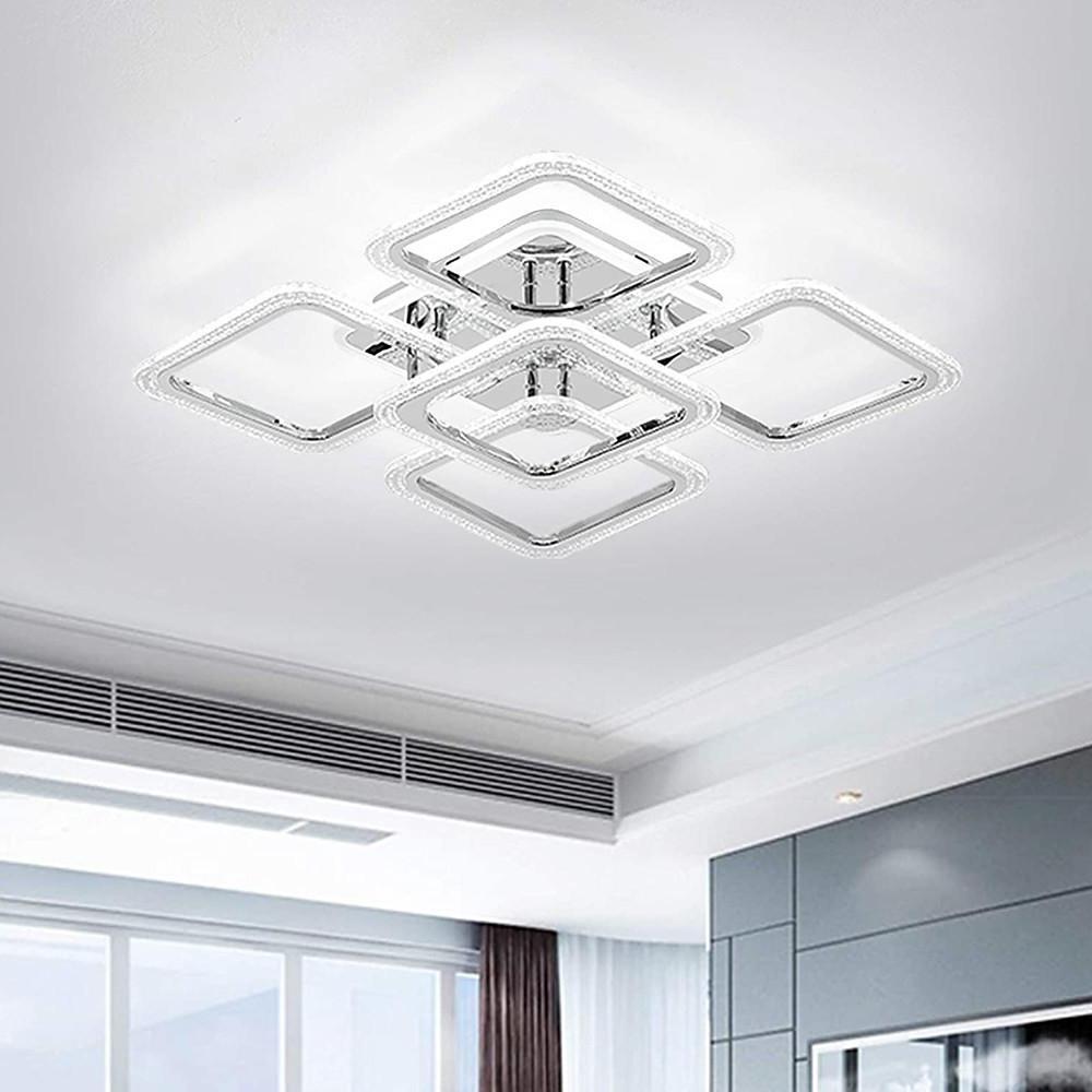 5-Square LED Modern Flush Mount Ceiling Light – Layered Geometric Design