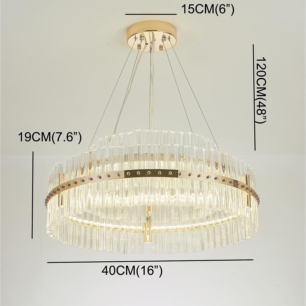 Modern Luxury Round Crystal LED Chandelier – Gold Finish, Single Tier