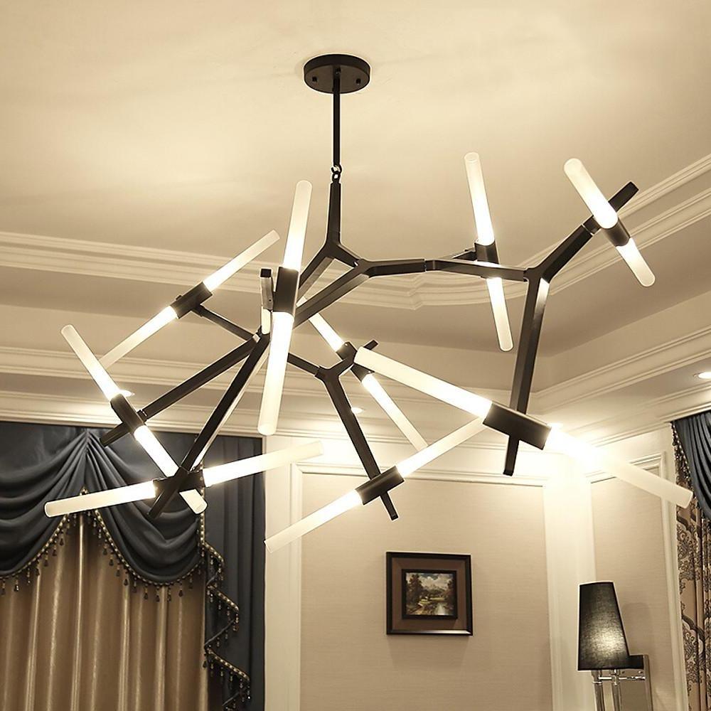 Industrial Drone-Shaped Brass Sputnik Chandelier – 14-Light LED