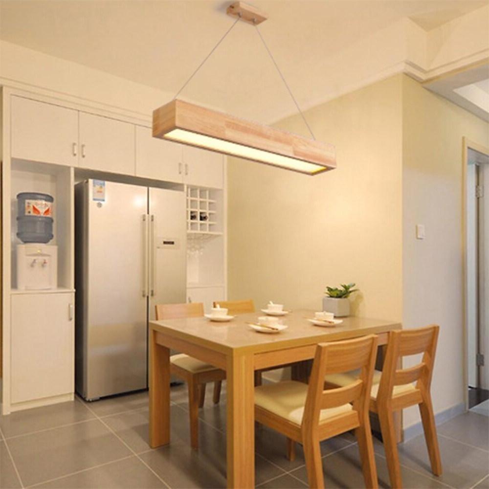 LED Rectangular Rustic Wood Chandelier